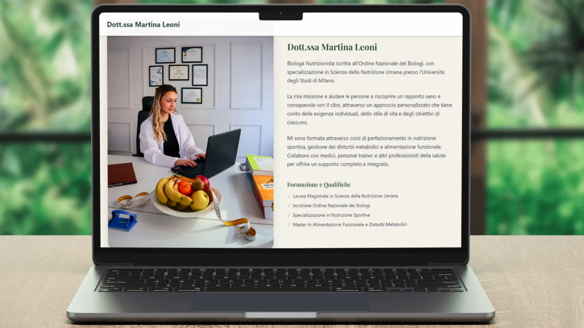 Sito Web Professionale per Biologa Nutrizionista